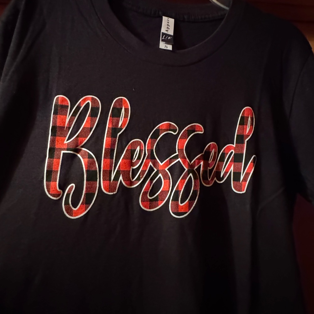 Ladies T-shirt,  Plaid 'Blessed'
